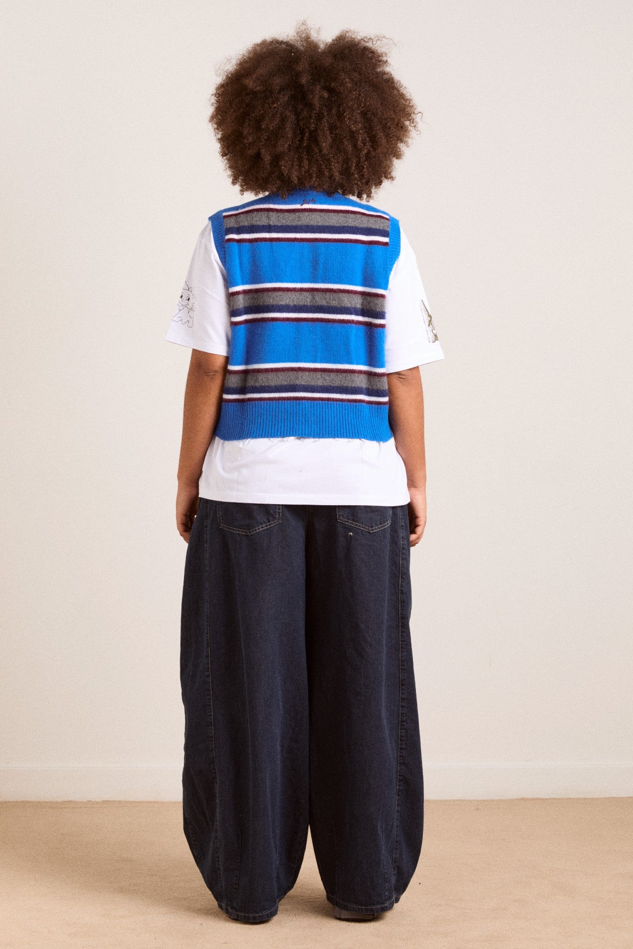 Damson Madder sofie merino wool vest - blue stripe