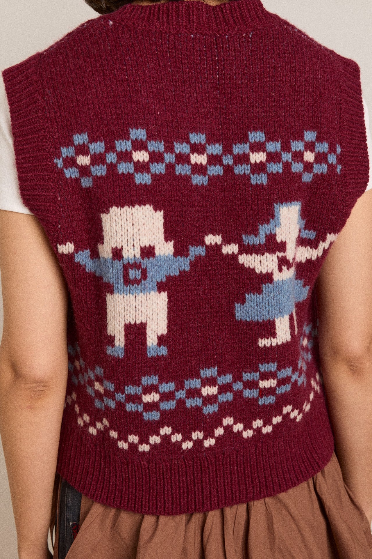 Damson Madder sofie wool vest - novelty intarsia