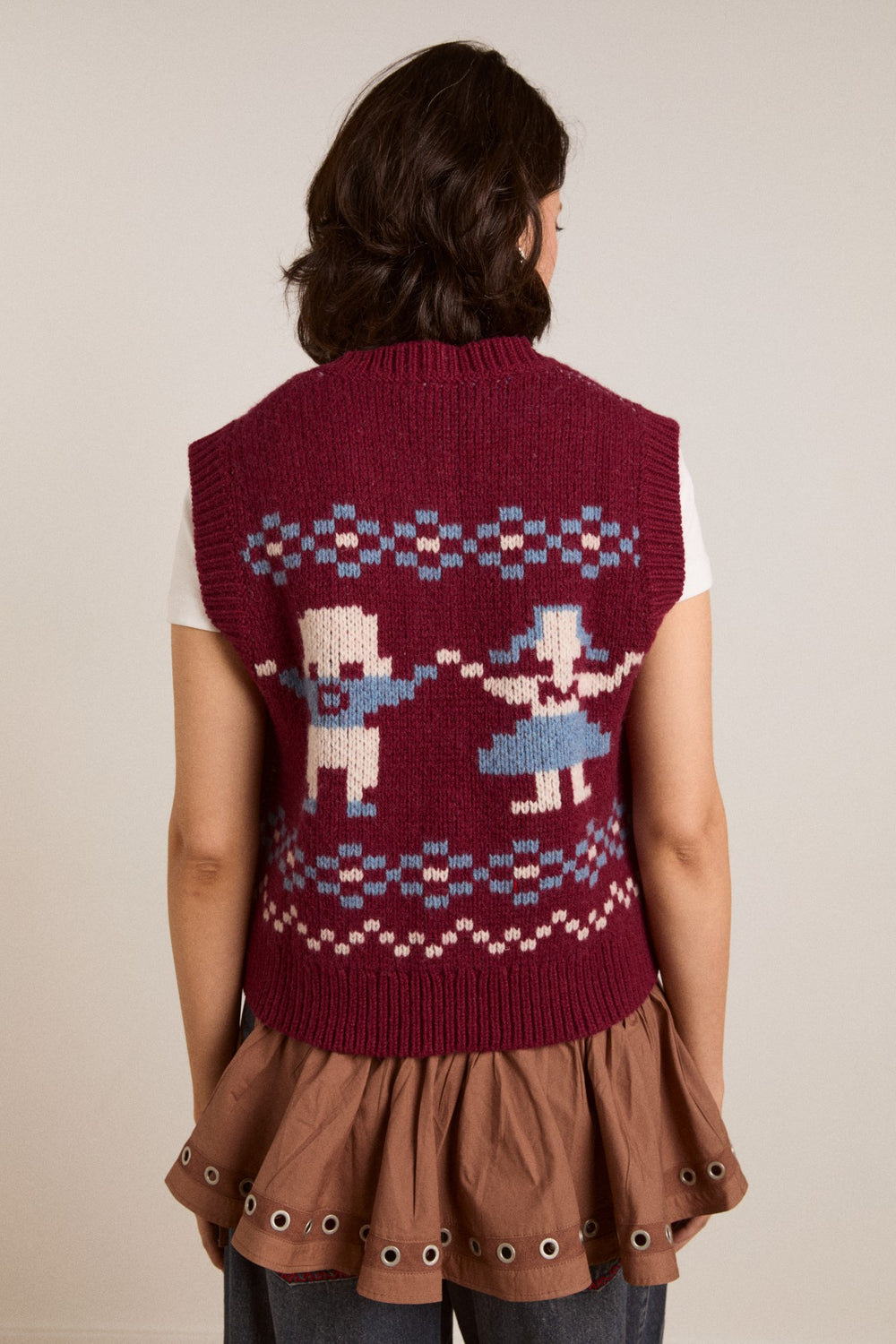 Damson Madder sofie wool vest - novelty intarsia