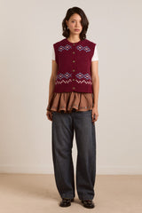 Damson Madder sofie wool vest - novelty intarsia
