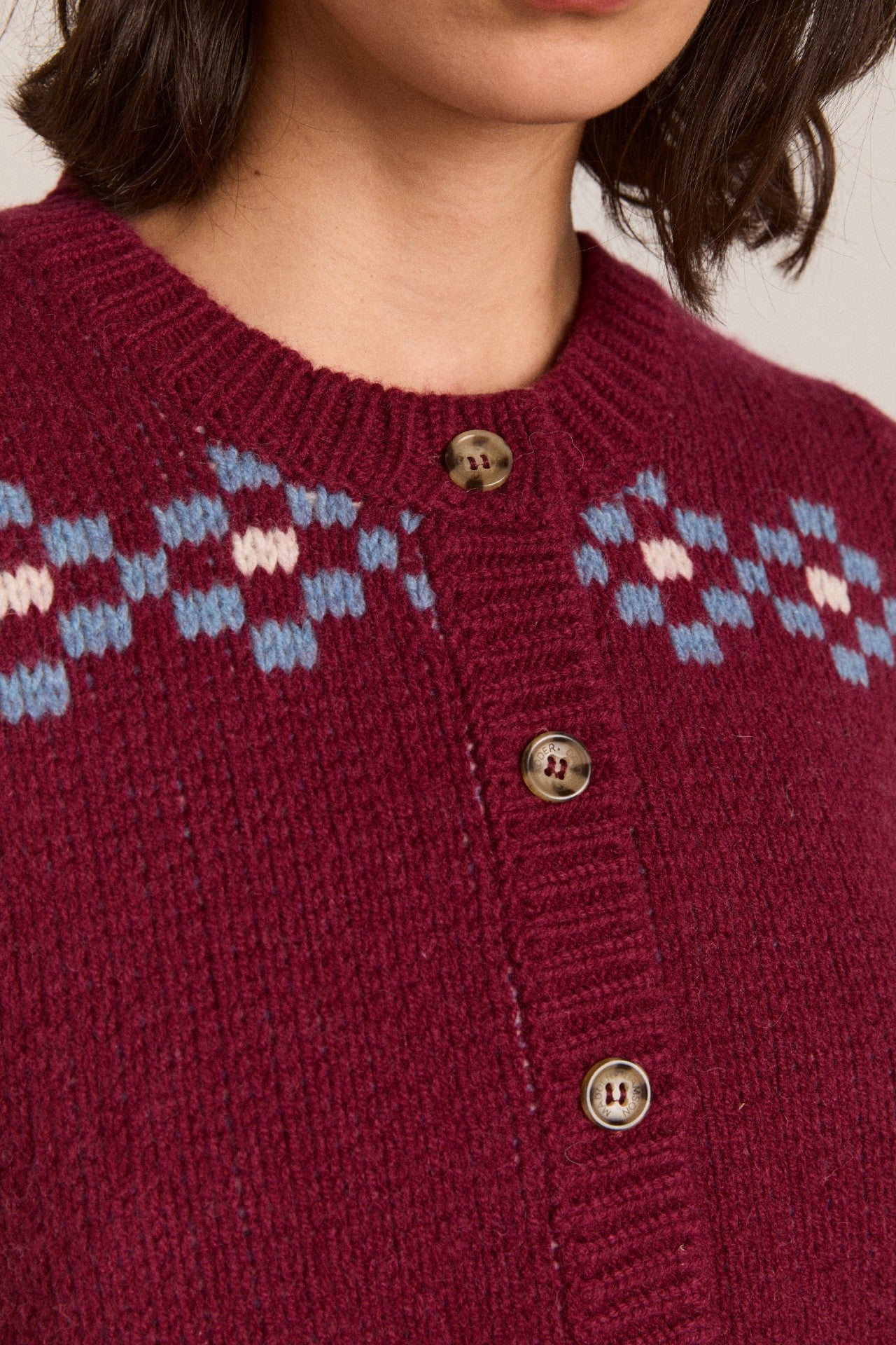 Damson Madder sofie wool vest - novelty intarsia