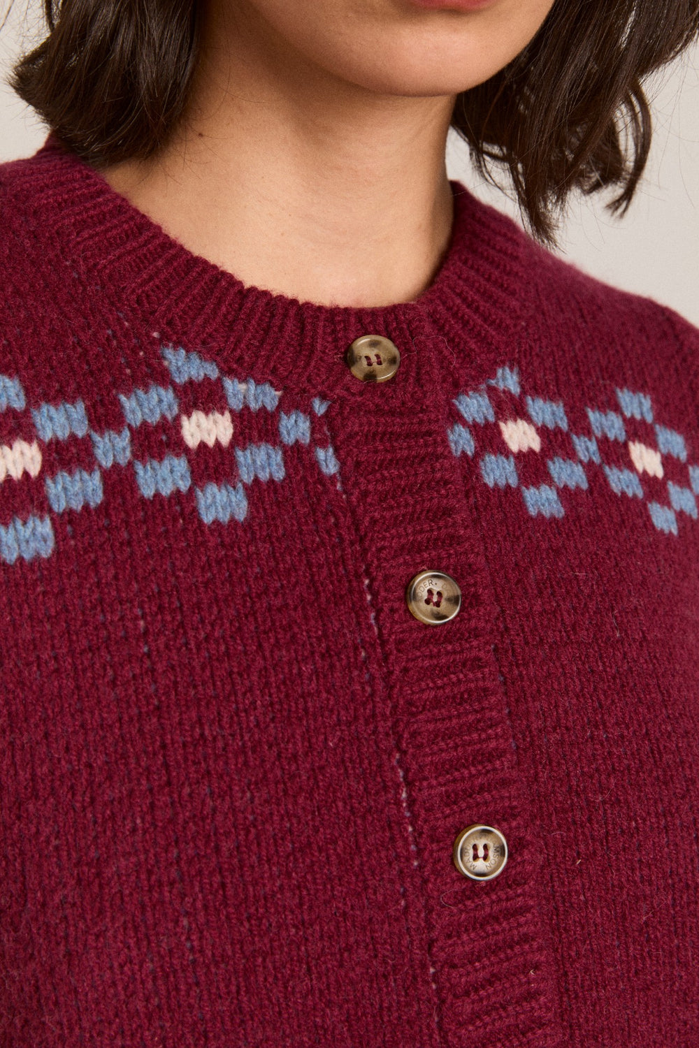 Damson Madder sofie wool vest - novelty intarsia