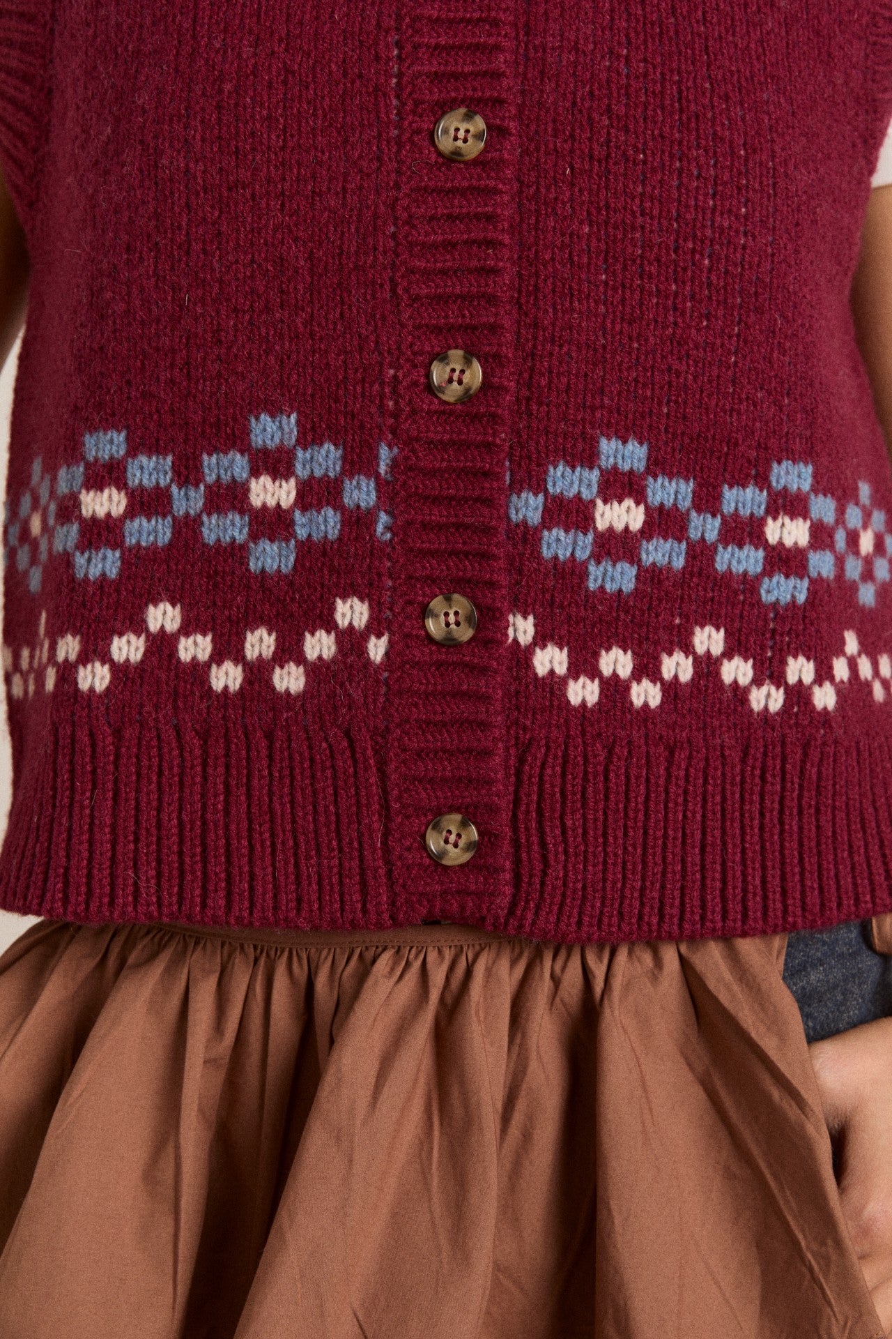 Damson Madder sofie wool vest - novelty intarsia