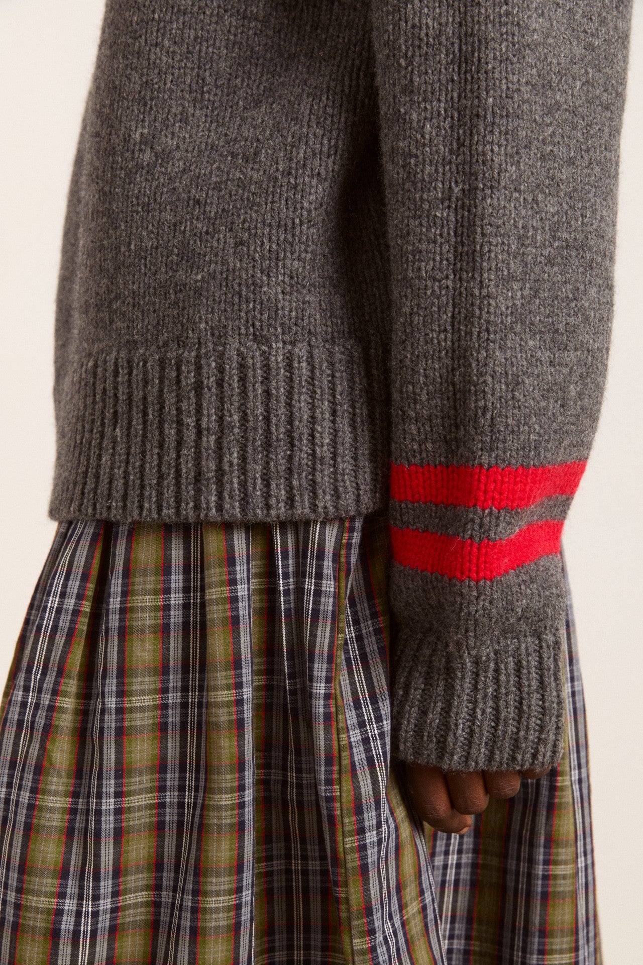 Damson Madder tallulah high neck lambswool jumper - charcoal/red