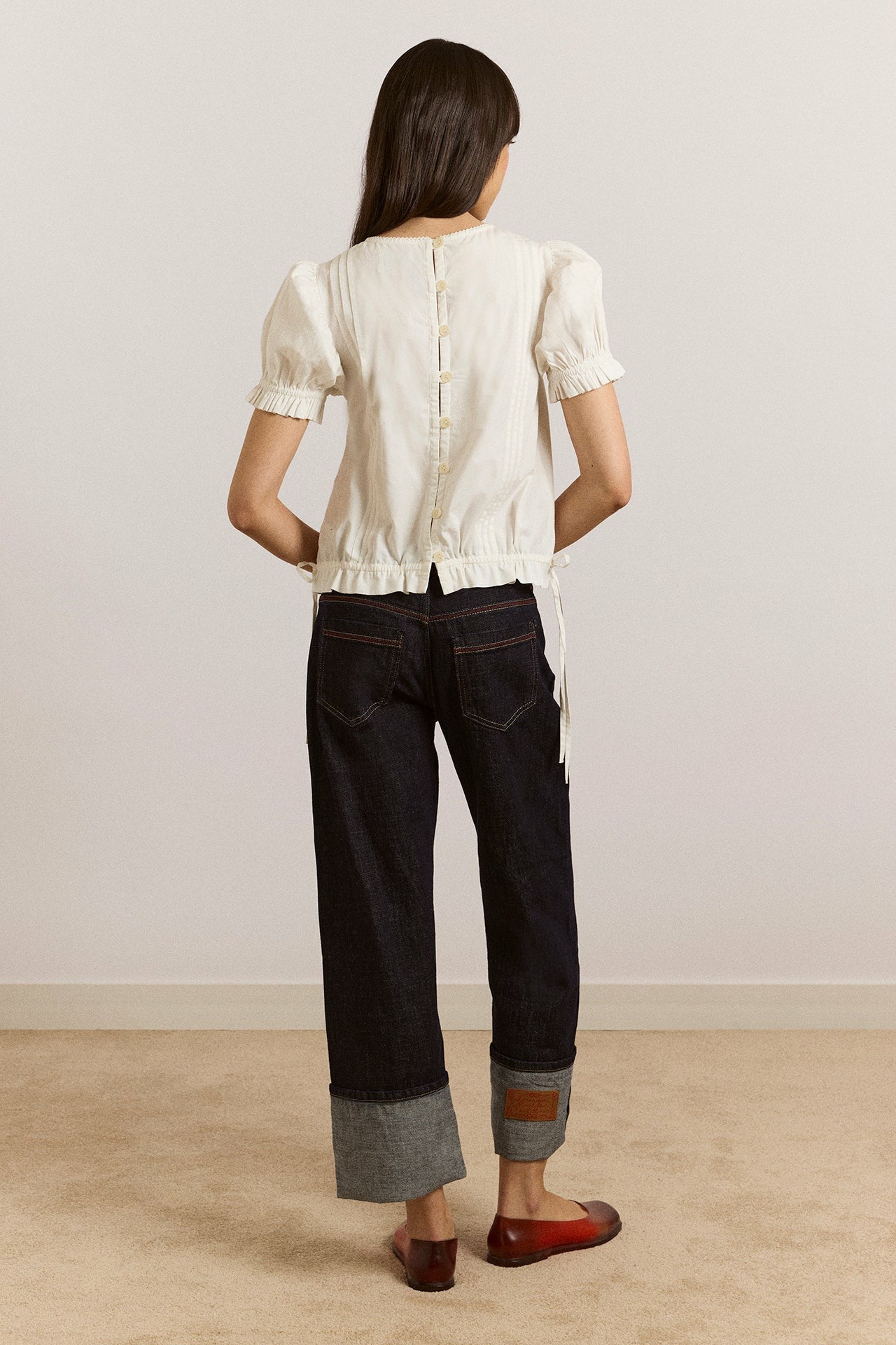 Damson Madder mabel lace insert blouse - white
