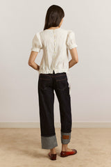 Damson Madder mabel lace insert blouse - white