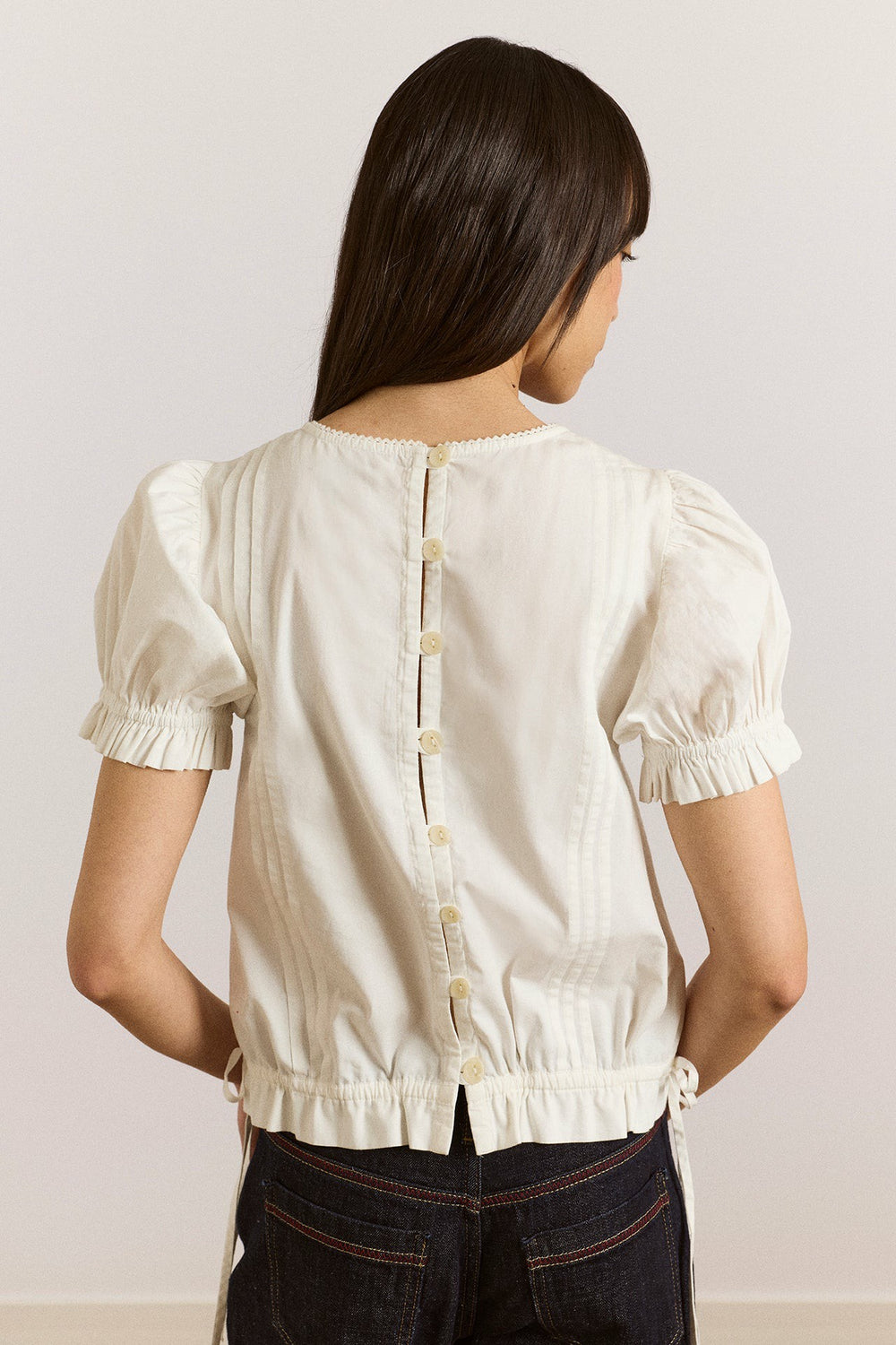 Damson Madder mabel lace insert blouse - white