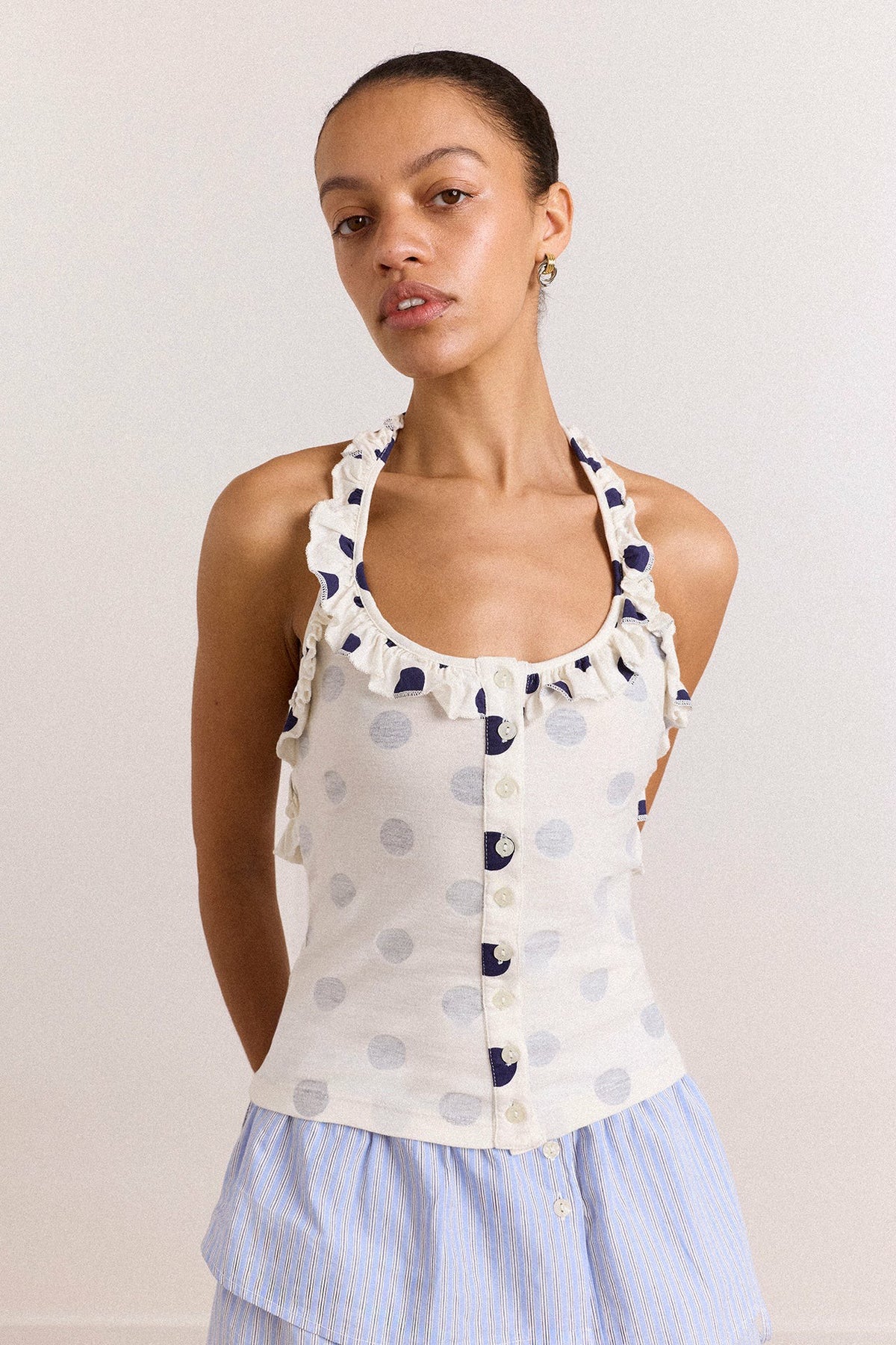 Damson Madder zazie jersey halter - polka dot