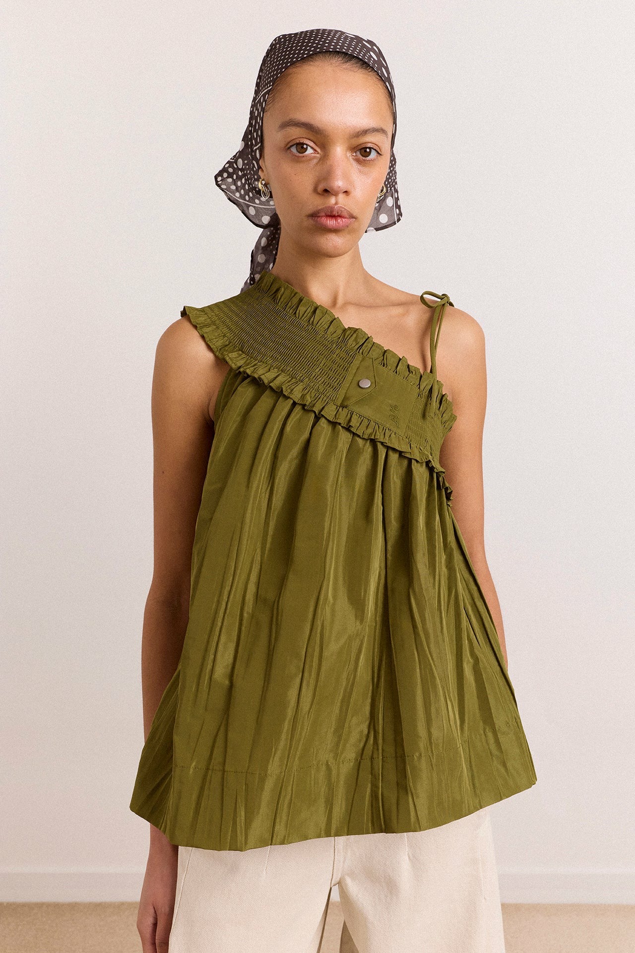 Damson Madder alma cami - olive taffeta