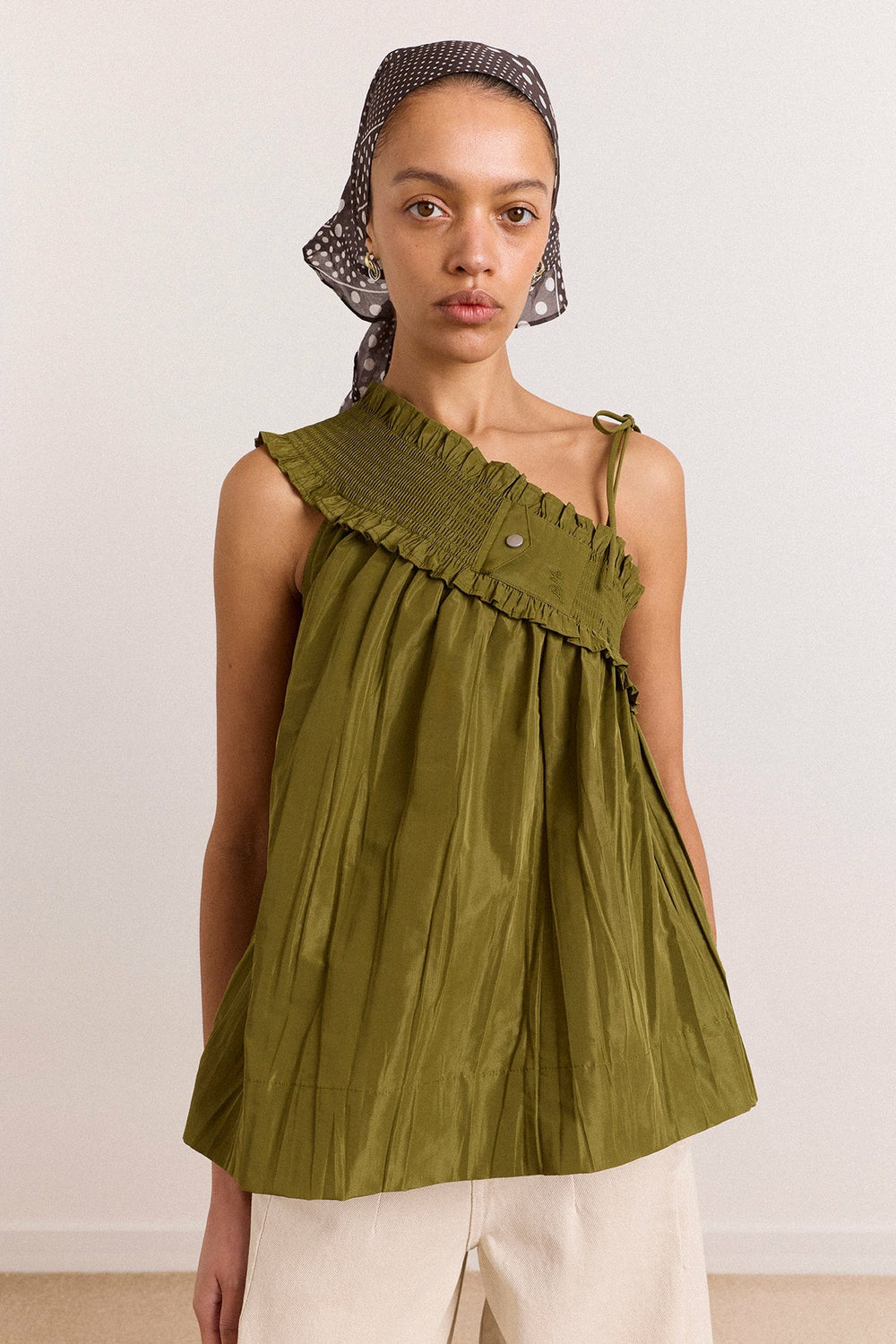 Damson Madder alma cami - olive taffeta