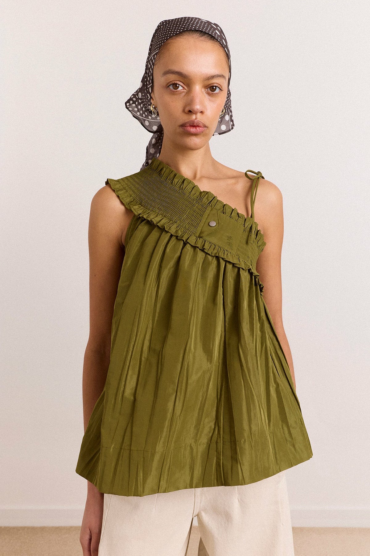 Damson Madder alma cami - olive taffeta
