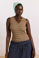 Damson Madder arlea v-neck tank - brown stripe