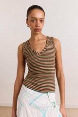 Damson Madder arlea v-neck tank - brown stripe