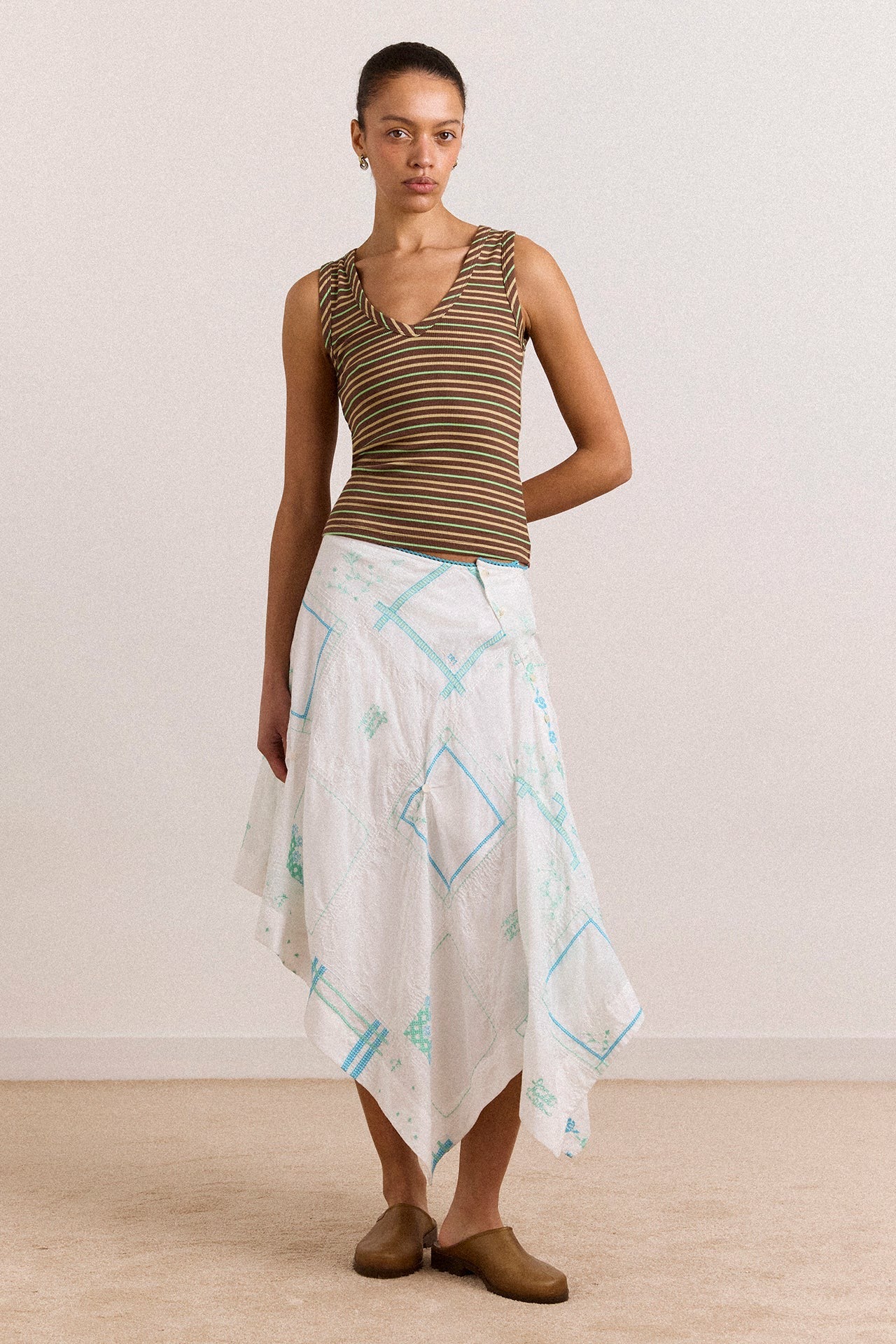 Damson Madder arlea v-neck tank - brown stripe