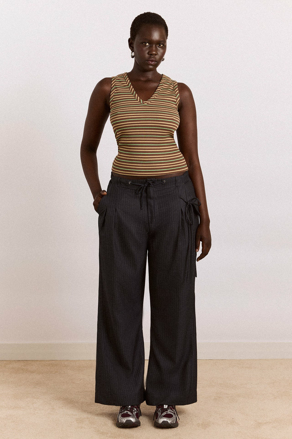 Damson Madder arlea v-neck tank - brown stripe