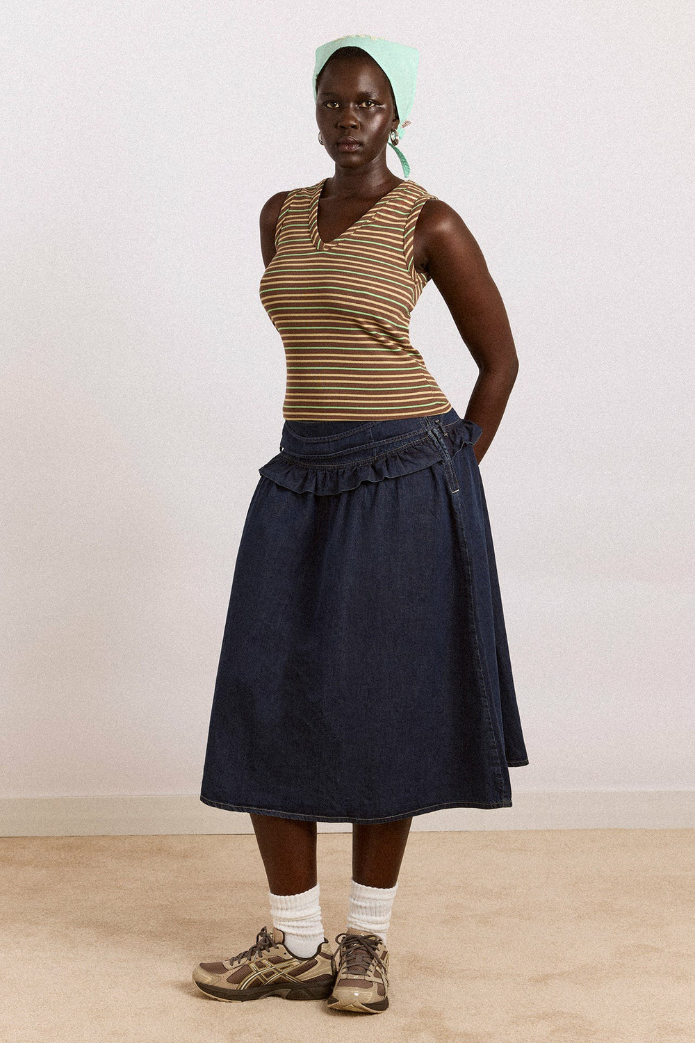 Damson Madder arlea v-neck tank - brown stripe