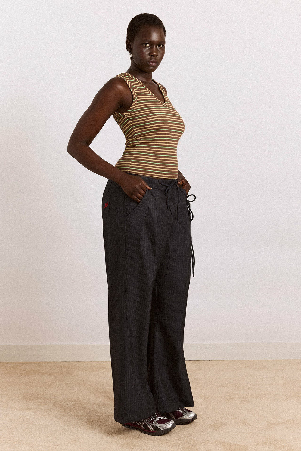 Damson Madder arlea v-neck tank - brown stripe