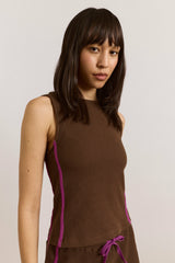 Damson Madder trina waffle tank- choc