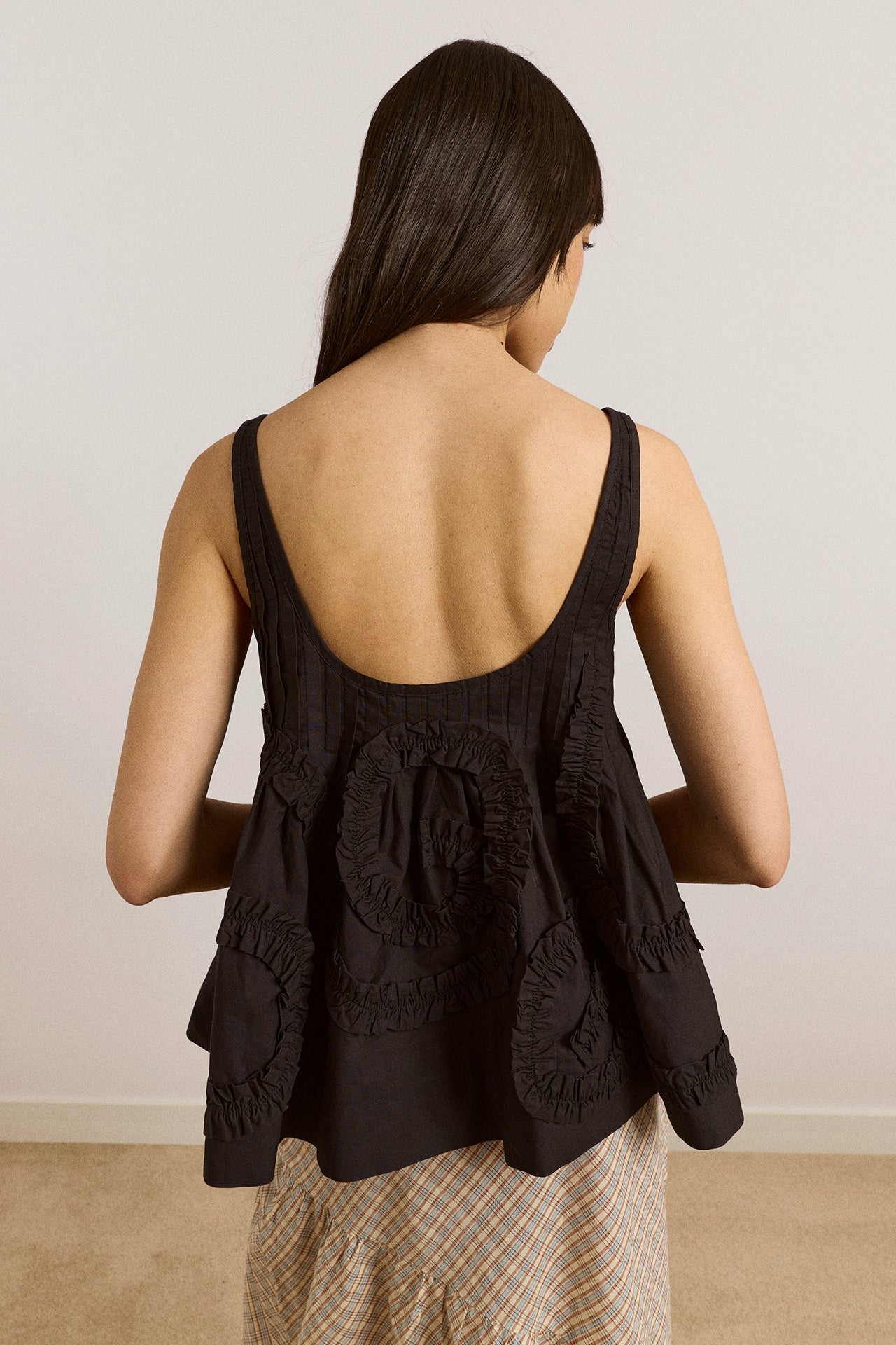 Damson Madder stella ruffle cami - black