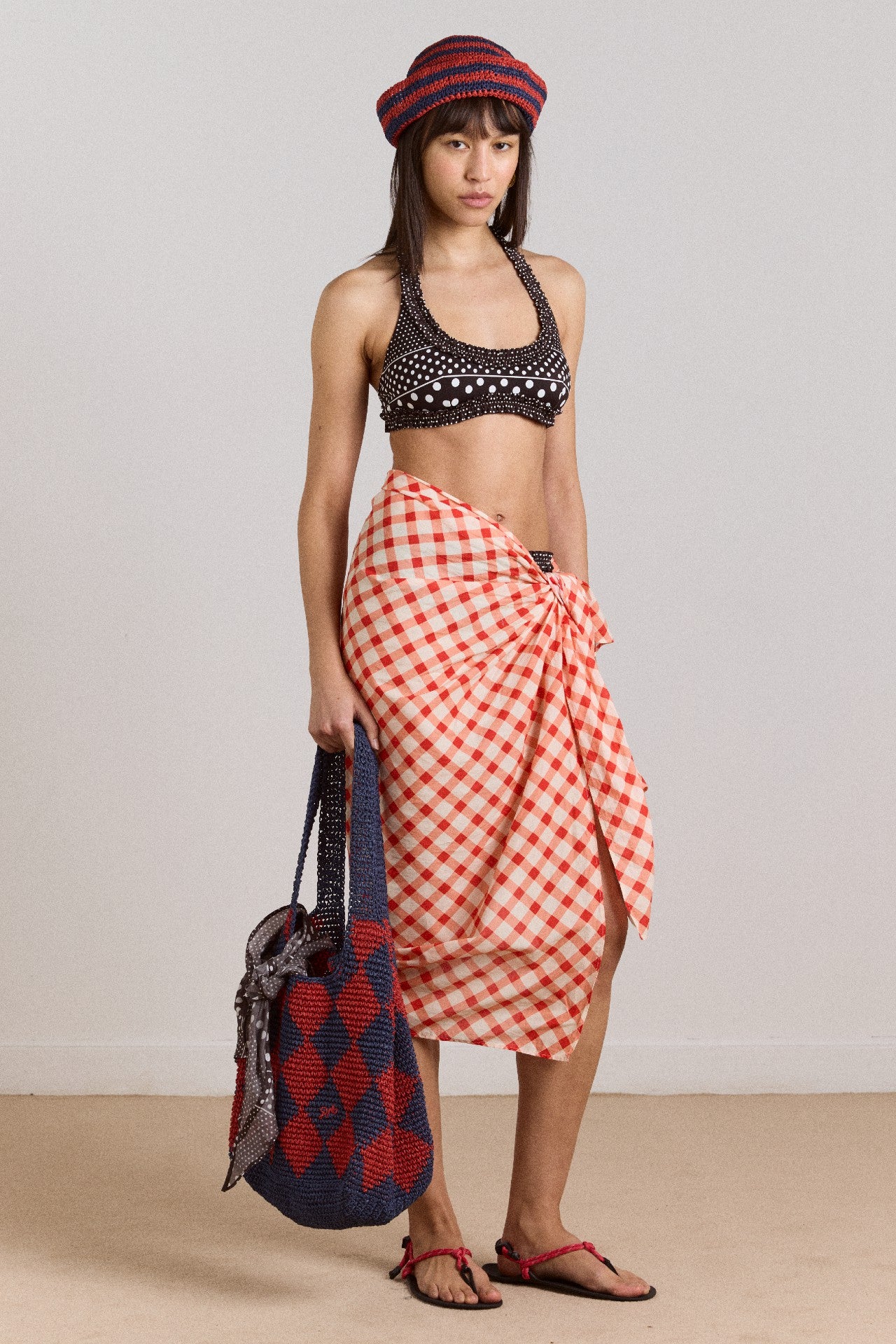 Damson Madder cove bikini top - spot stripe print