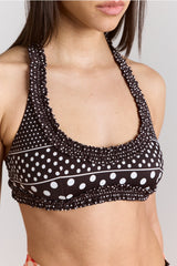 Damson Madder cove bikini top - spot stripe print