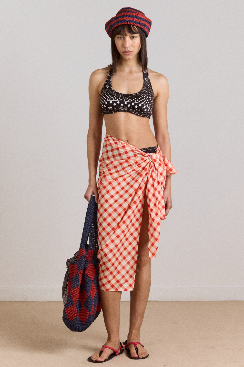Damson Madder cove bikini top - spot stripe print