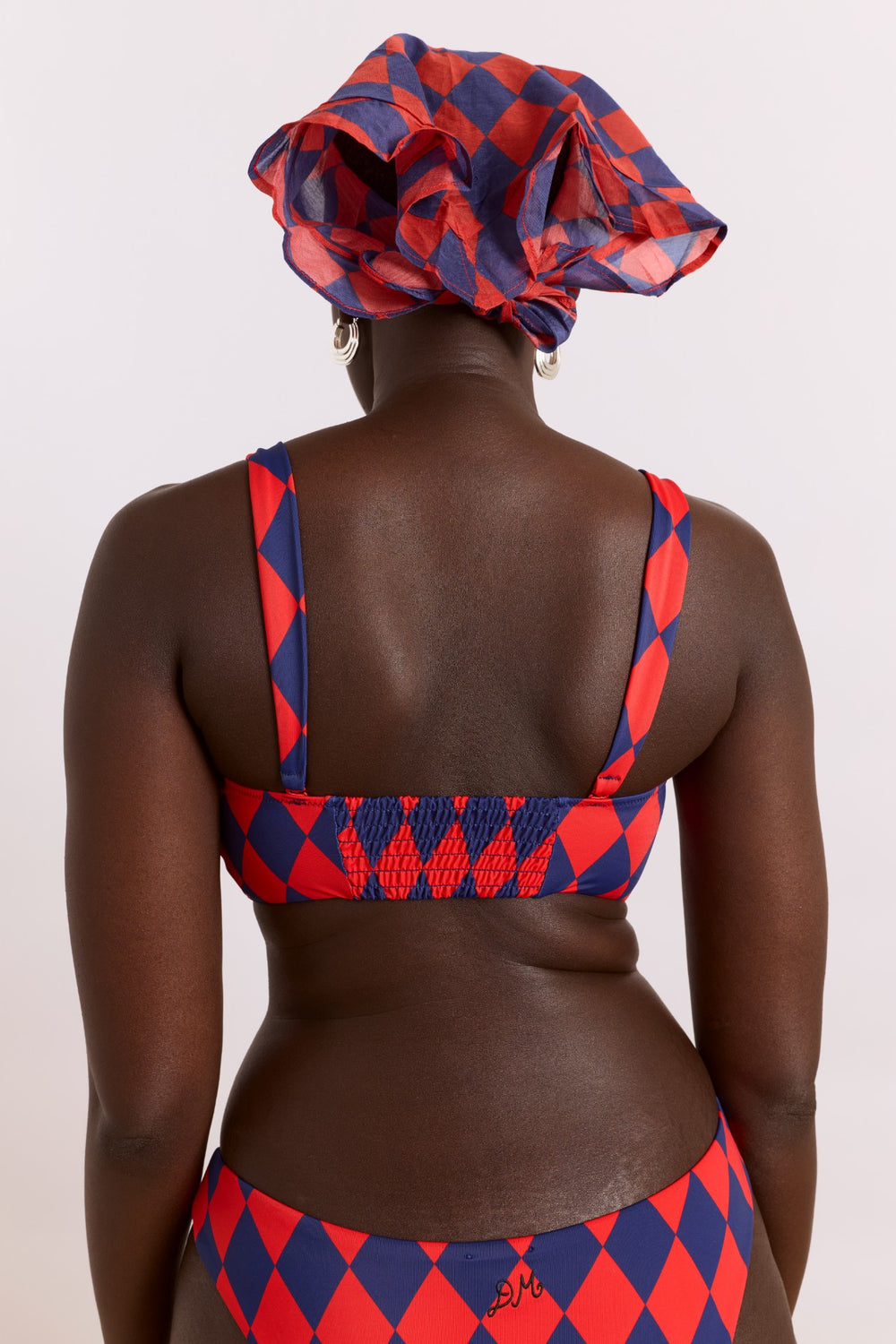 Damson Madder wren bikini top with rosette detail - harlequin