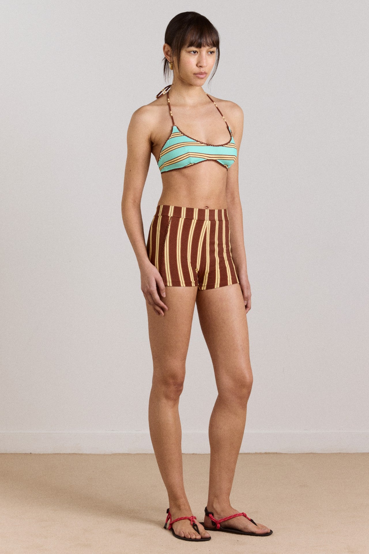 Damson Madder trudi reversible bikini top - mint or choc stripe