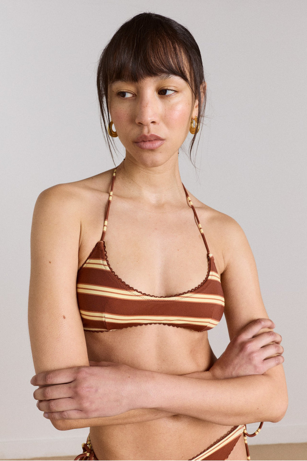 Damson Madder trudi reversible bikini top - mint or choc stripe