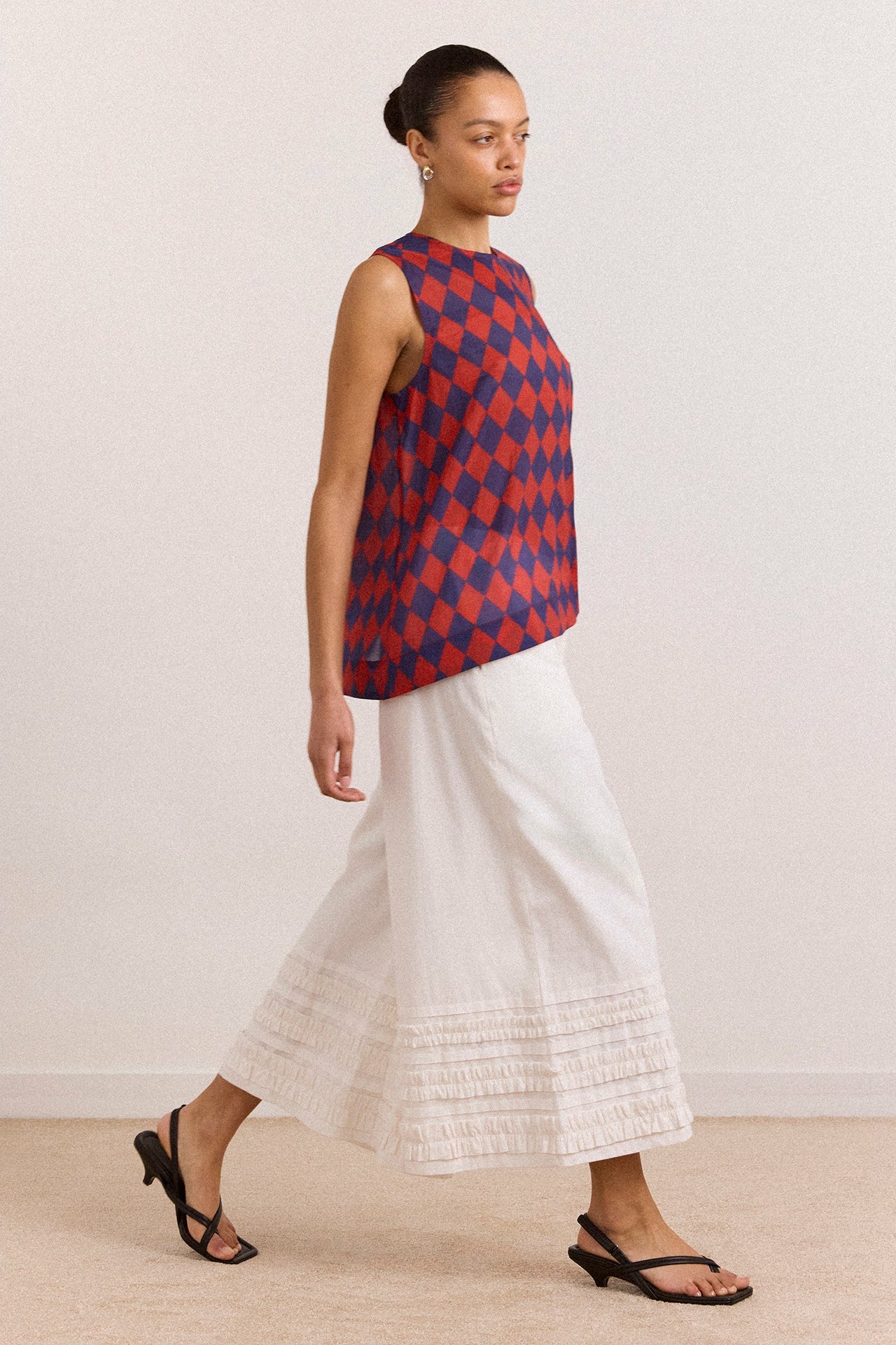Damson Madder harmony sheer harlequin blouse - red/navy
