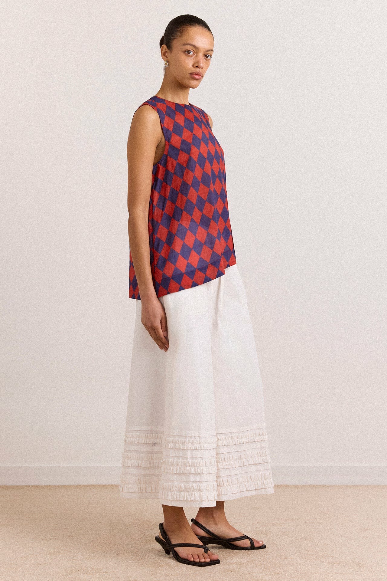 Damson Madder harmony sheer harlequin blouse - red/navy