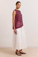 Damson Madder harmony sheer harlequin blouse - red/navy
