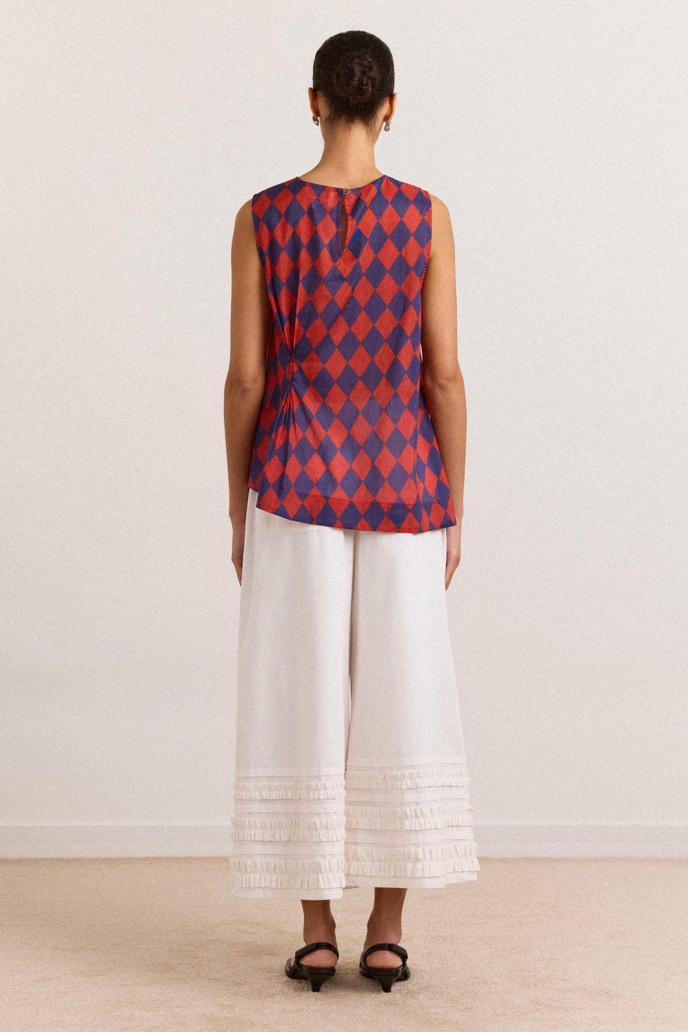 Damson Madder harmony sheer harlequin blouse - red/navy