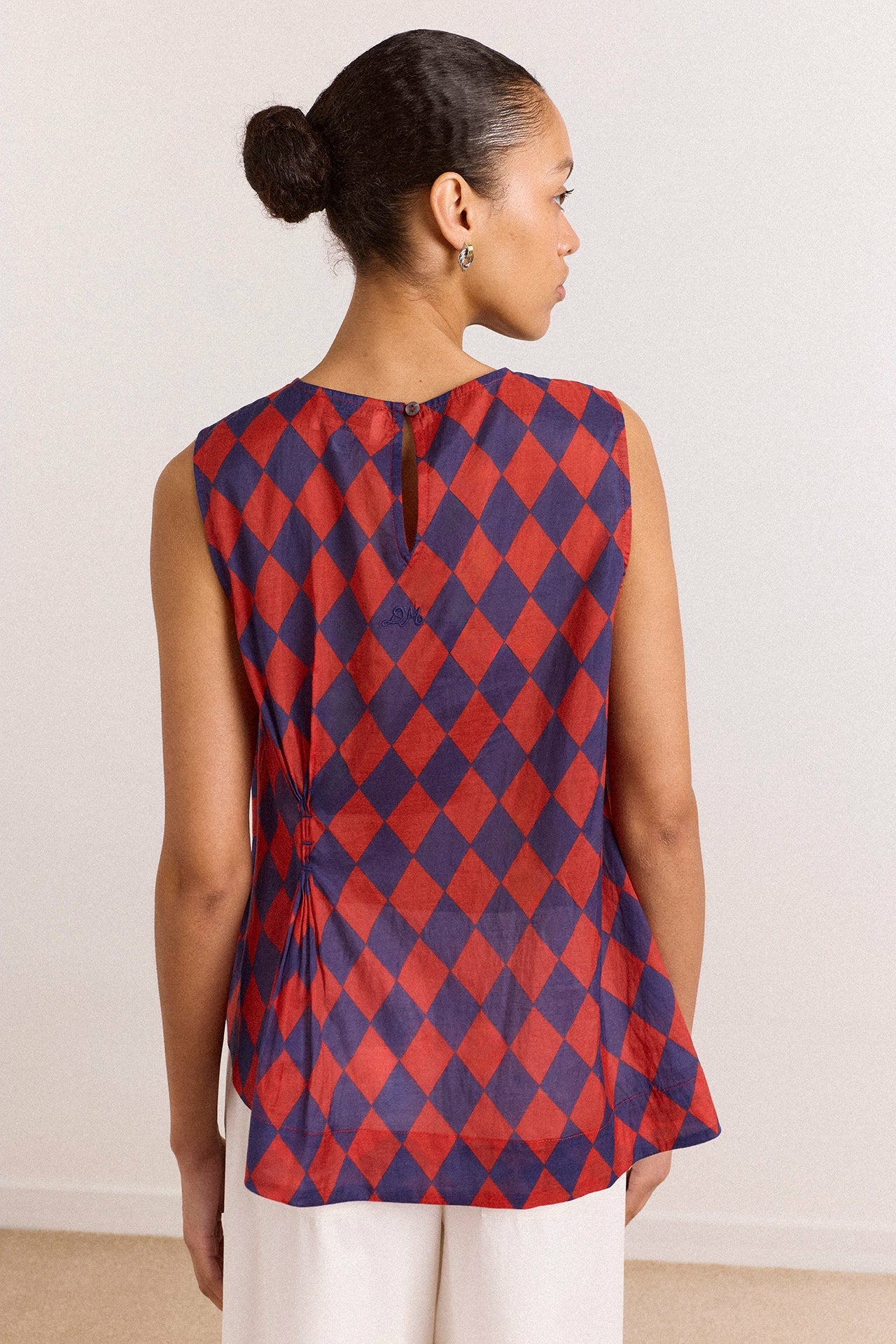Damson Madder harmony sheer harlequin blouse - red/navy