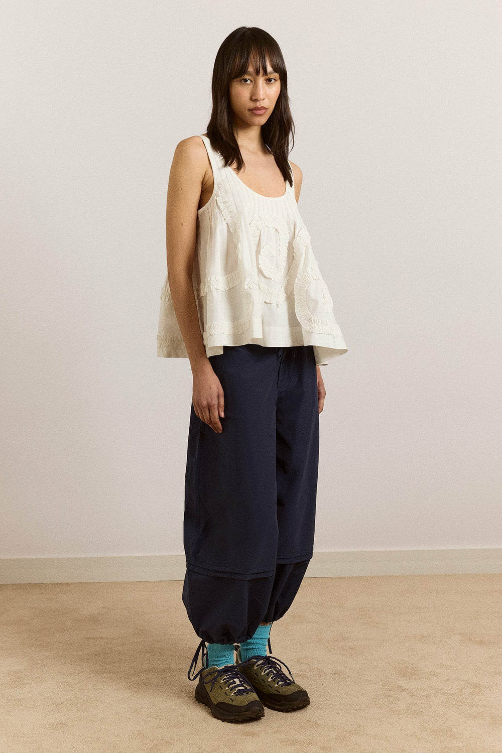 Damson Madder stella ruffle cami - white