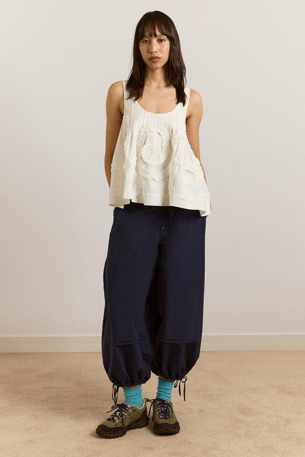 Damson Madder stella ruffle cami - white