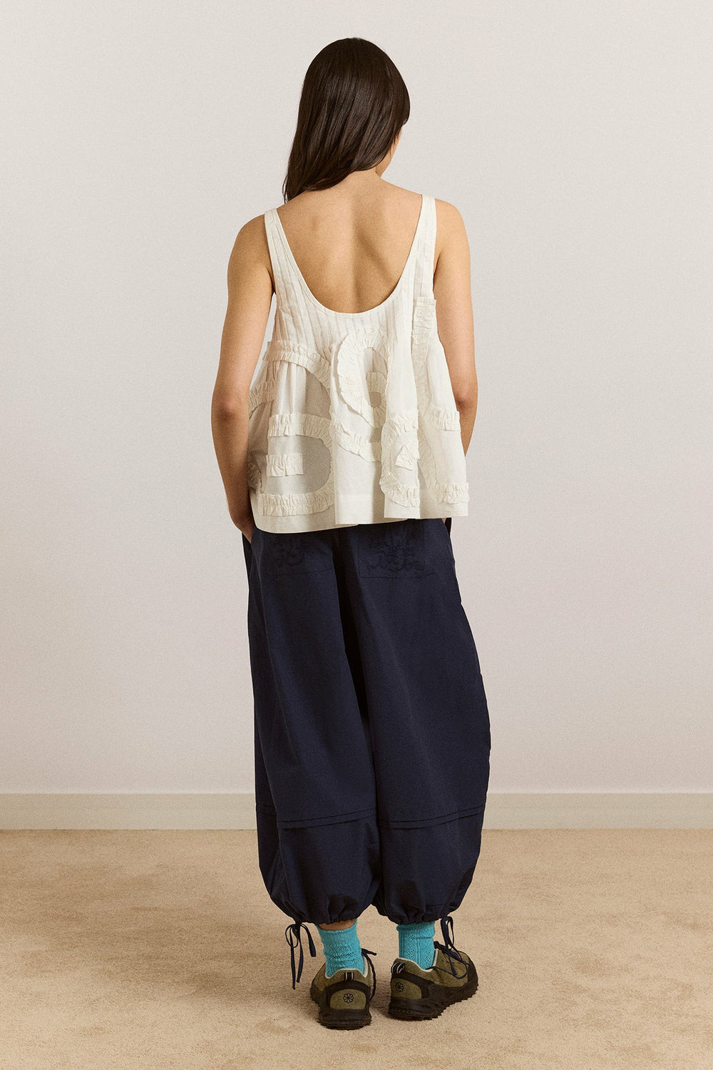 Damson Madder stella ruffle cami - white