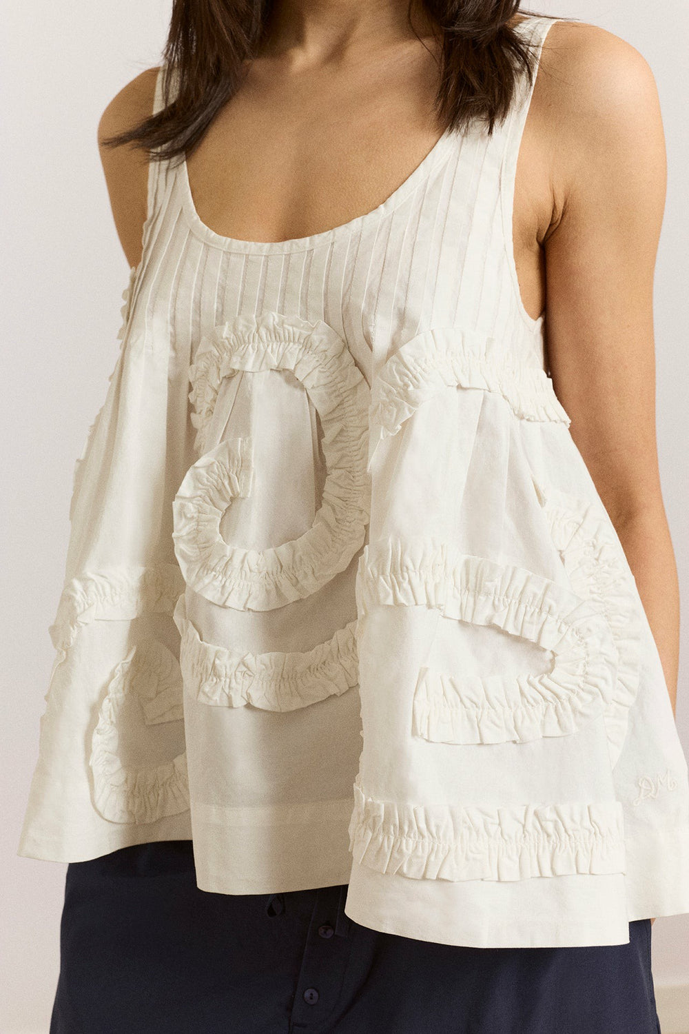 Damson Madder stella ruffle cami - white