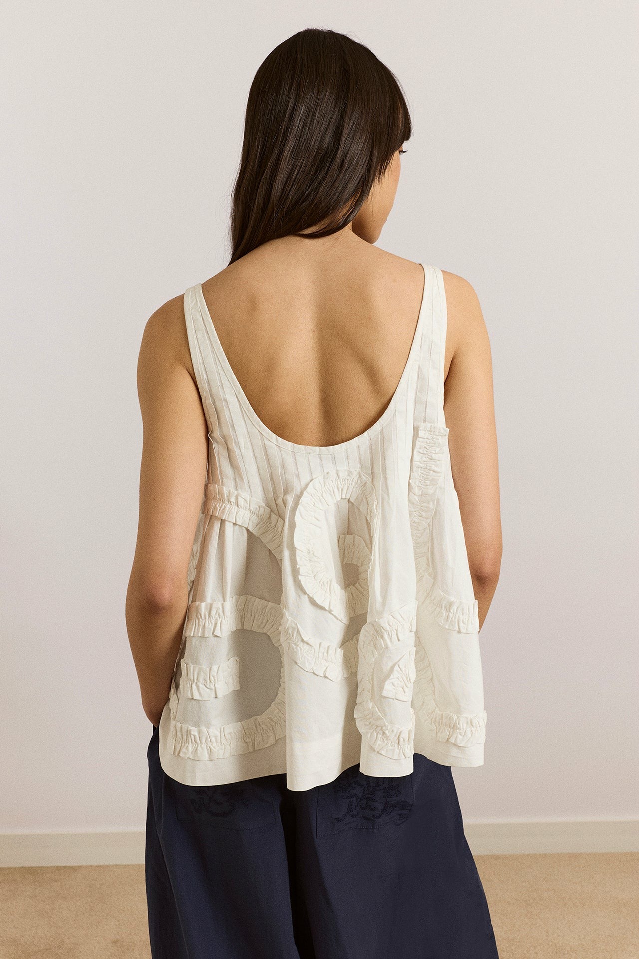 Damson Madder stella ruffle cami - white