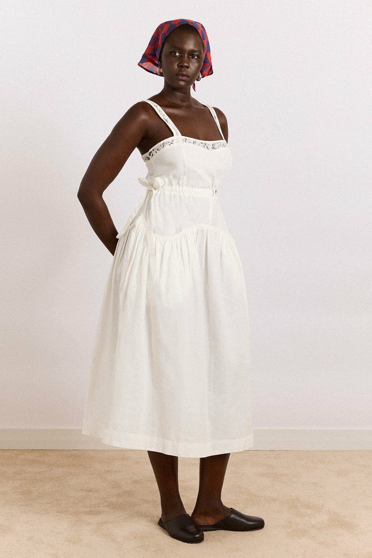 Damson Madder campbell midi dress - white