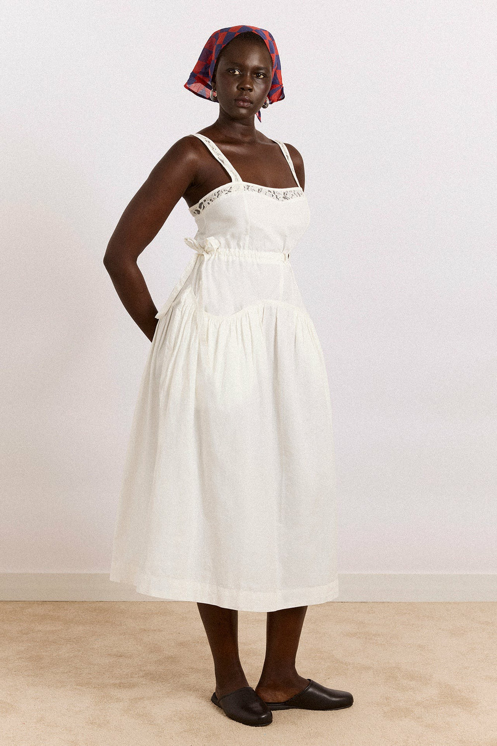 Damson Madder campbell midi dress - white