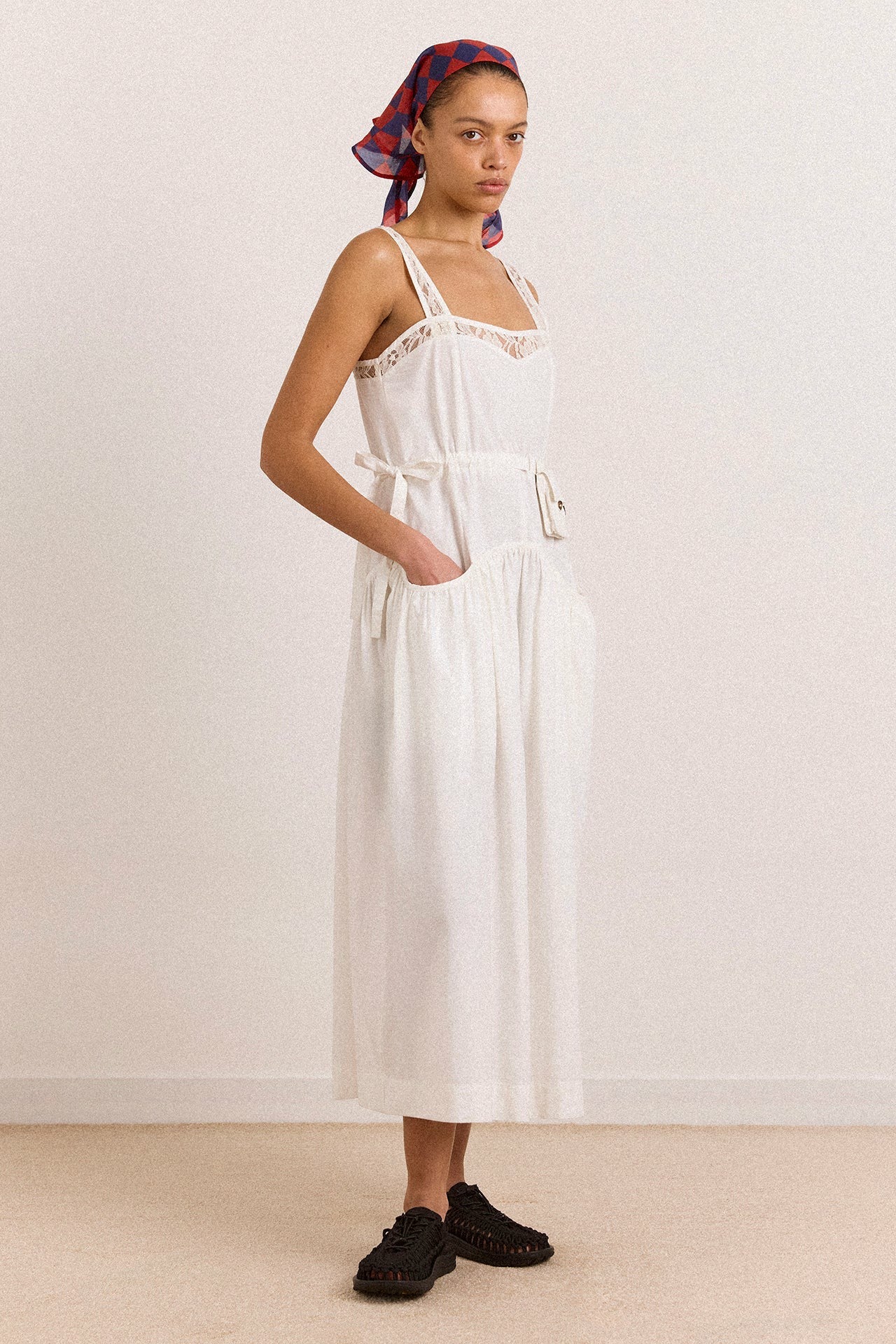 Damson Madder campbell midi dress - white