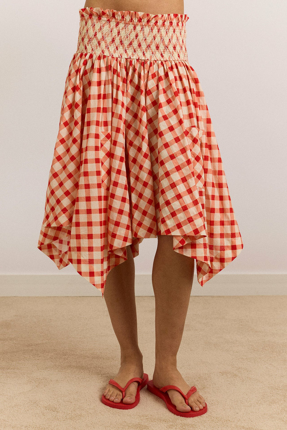 Damson Madder lilo hanky hem multiwear skirt/dress- red gingham