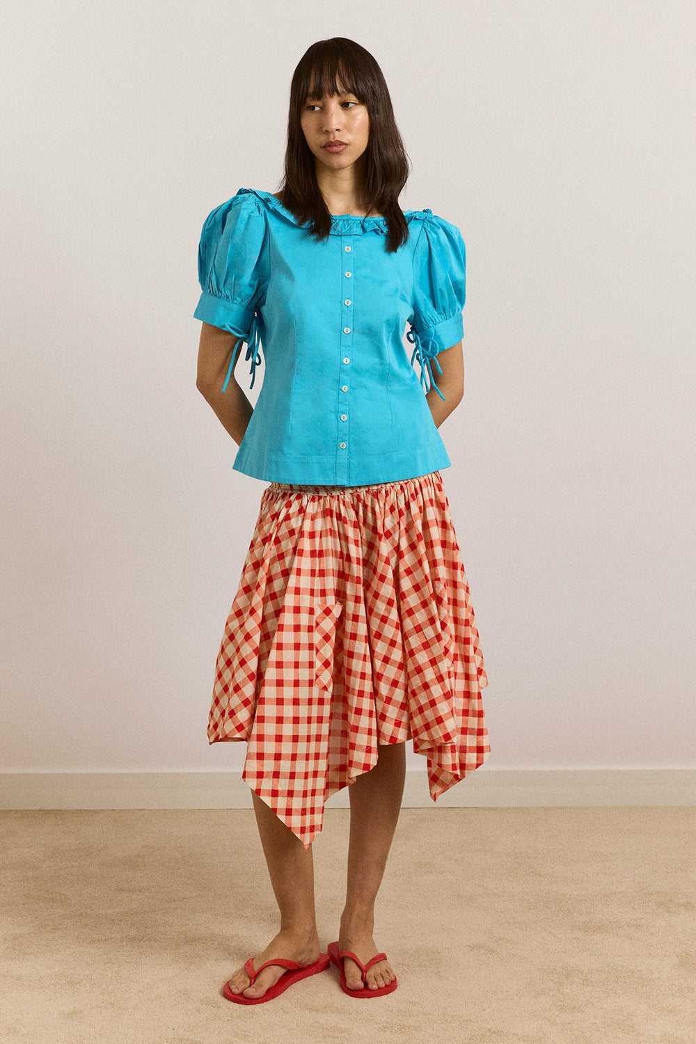Damson Madder lilo hanky hem multiwear skirt/dress- red gingham