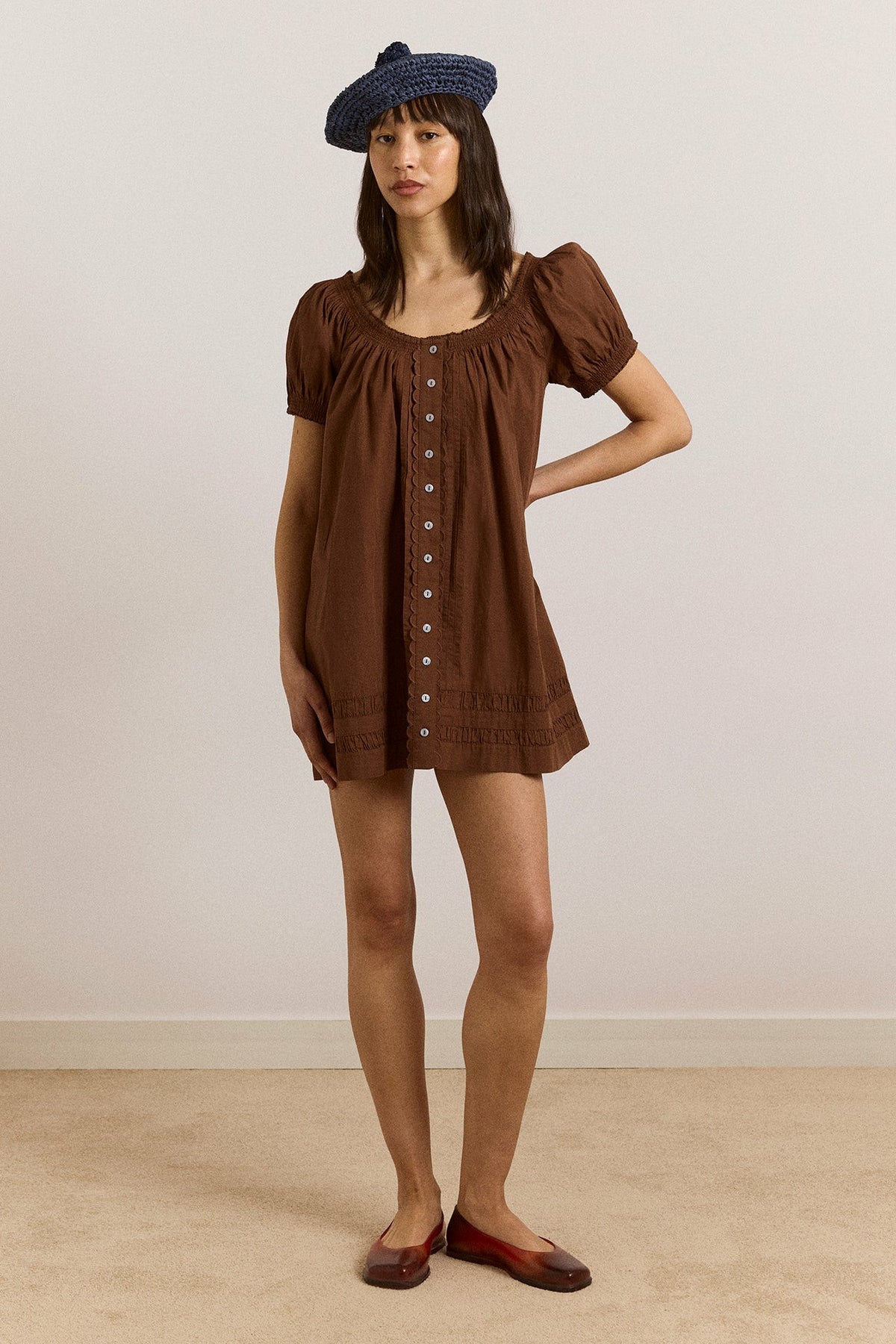 Damson Madder jayne mini dress - choc