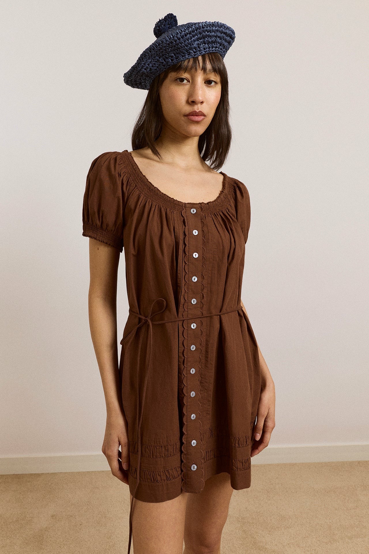 Damson Madder jayne mini dress - choc