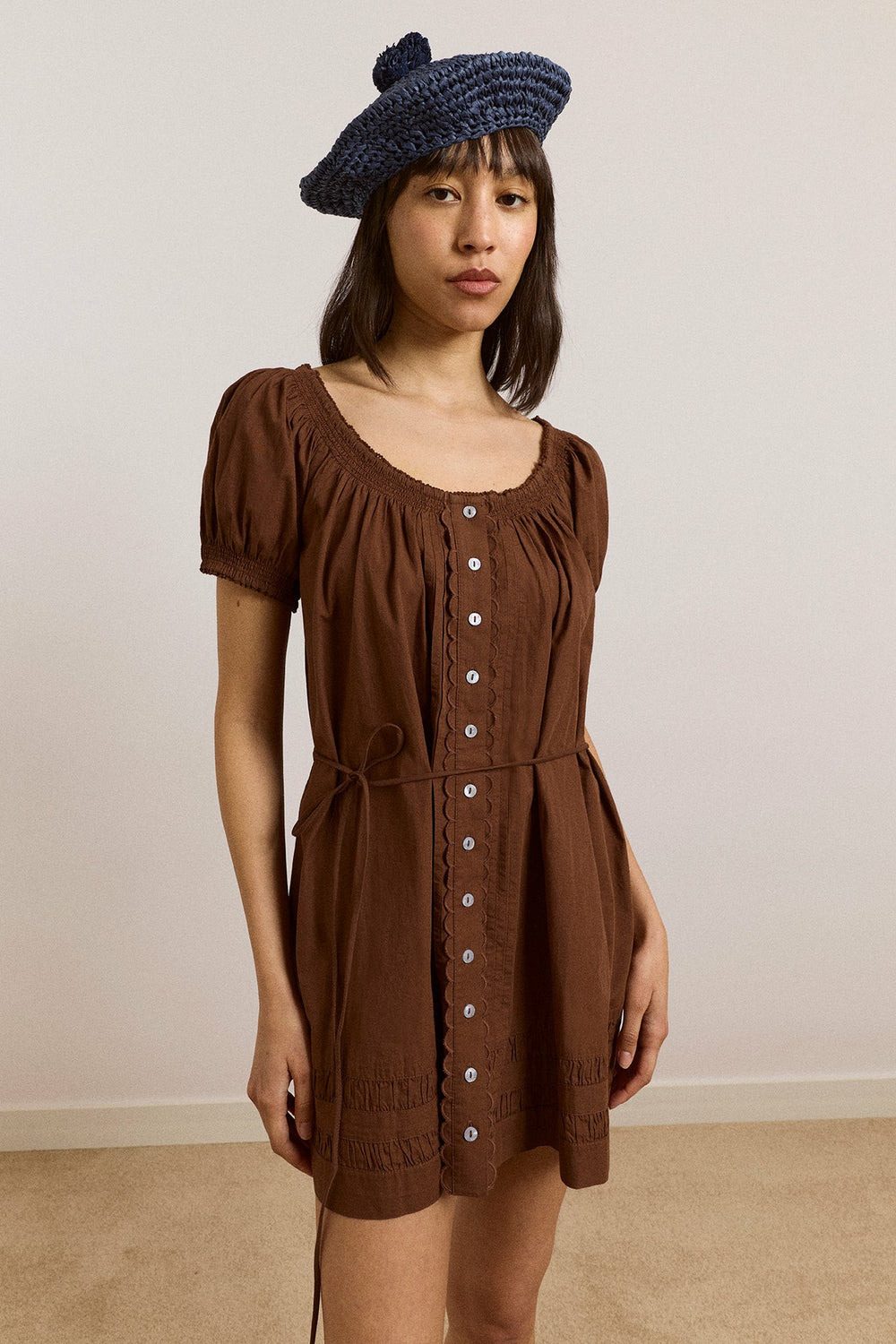Damson Madder jayne mini dress - choc