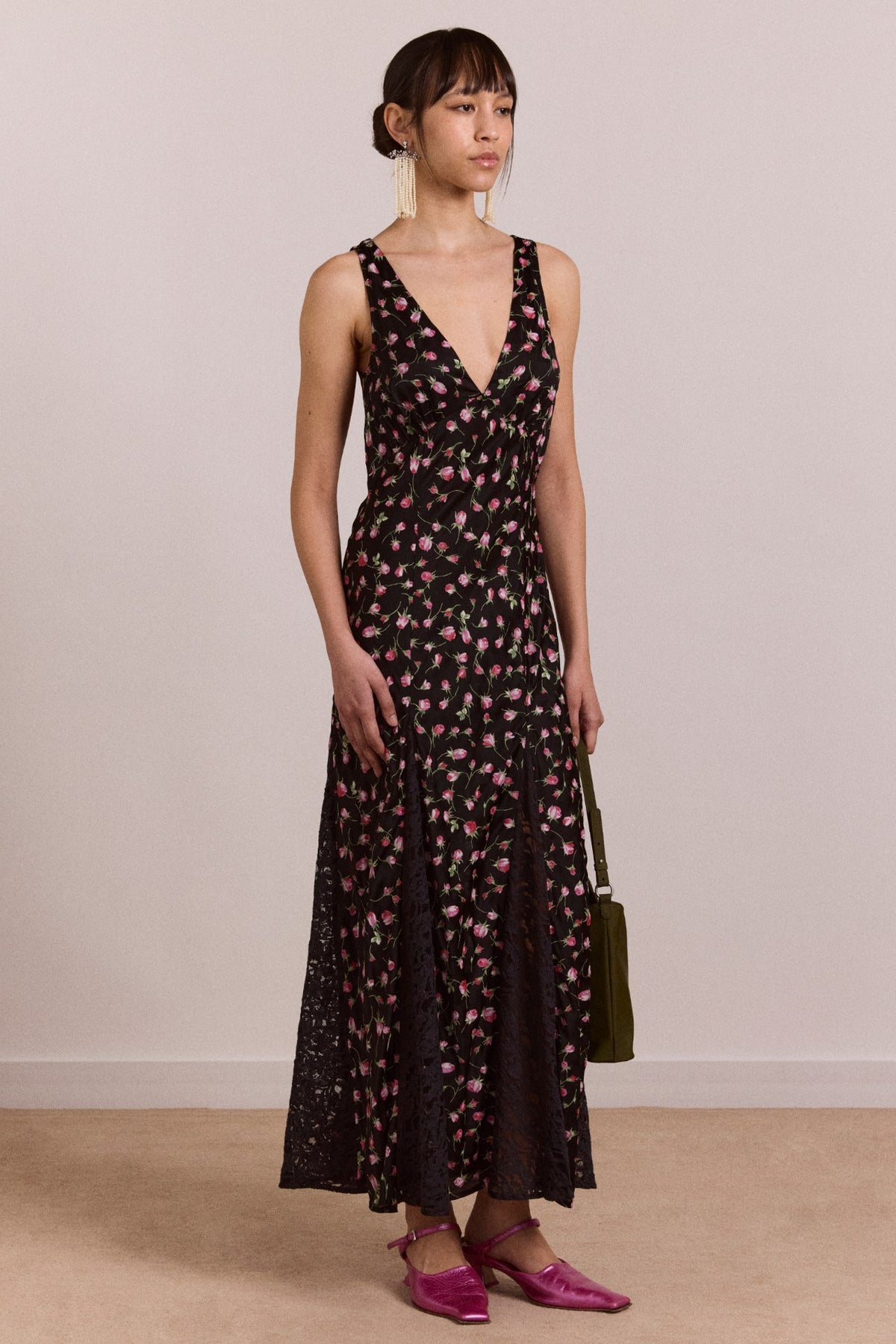Damson Madder genevieve midi dress - rose print