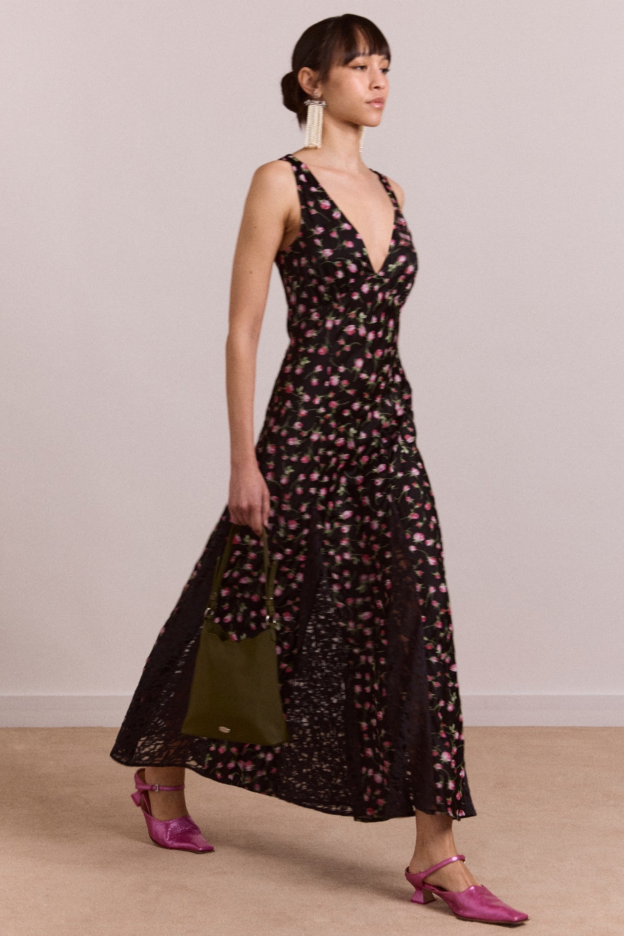 Damson Madder genevieve midi dress - rose print