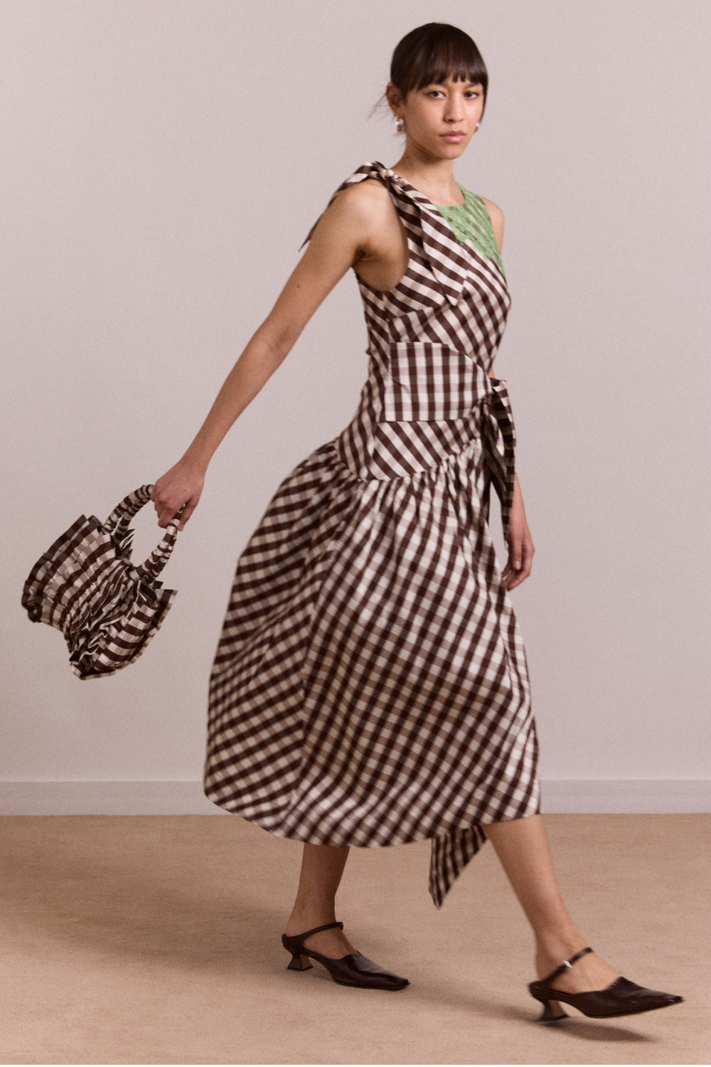 Damson Madder gisele midi dress - choc check